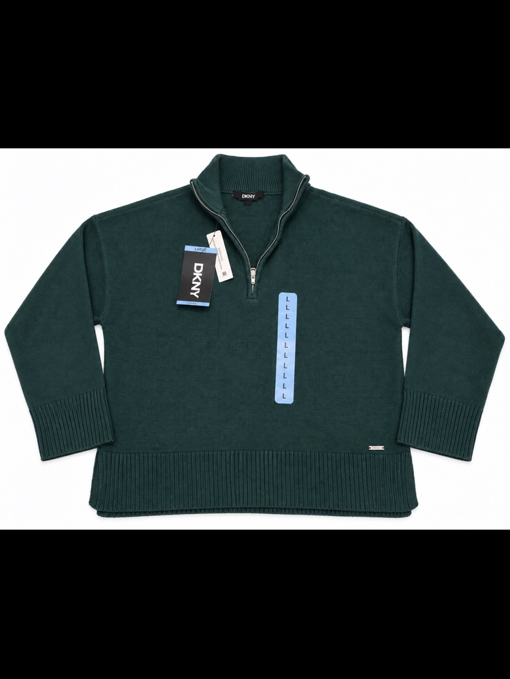 DKNY Women’s Dark Green Half-Zip Sweater